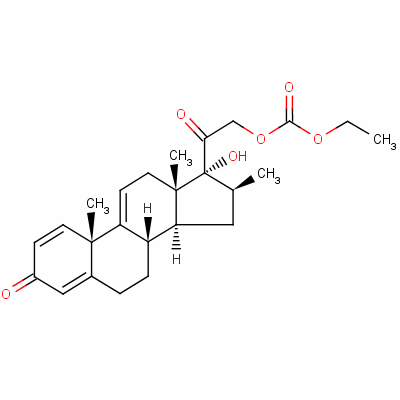 17-羥基-16beta-甲基孕甾-1,4,9(11)-三烯-3,20-二酮 21-(乙基碳酸酯)結(jié)構(gòu)式_56665-79-3結(jié)構(gòu)式