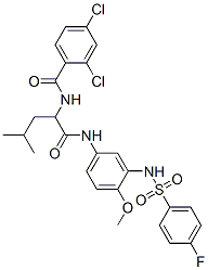 (9ci)-2,4-二氯-n-[1-[[[3-[[(4-氟苯基)磺?；鵠氨基]-4-甲氧基苯基]氨基]羰基]-3-甲基丁基]-苯甲酰胺結(jié)構(gòu)式_566890-79-7結(jié)構(gòu)式