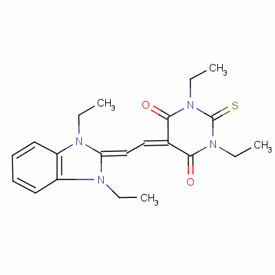 5-[(1,3-二乙基-1,3-二氫-2H-苯并咪唑-2-基)亞乙基]-1,3-二乙基二氫-2-硫氧代-1h,5h-嘧啶-4,6-二酮結(jié)構(gòu)式_57071-02-0結(jié)構(gòu)式