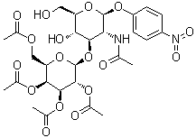 4-硝基苯基-2-乙酰氨基-3-O-(2-乙酰氨基-3，4，6-三-O-乙酰基-2-脫氧-β-D-吡喃半乳糖苷)-2-脫氧-α-D-半乳糖苷結(jié)構(gòu)式_57467-12-6結(jié)構(gòu)式