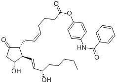 4-(苯甲?；被?苯基 (5Z,11alpha,13E,15S)-11,15-二羥基-9-氧代前列腺-5,13-二烯-1-酸酯結(jié)構(gòu)式_57790-53-1結(jié)構(gòu)式