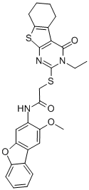 (9ci)-2-[(3-乙基-3,4,5,6,7,8-六氫-4-氧代[1]苯并噻吩并[2,3-d]嘧啶-2-基)硫代]-n-(2-甲氧基-3-二苯并呋喃)-乙酰胺結(jié)構(gòu)式_578701-26-5結(jié)構(gòu)式