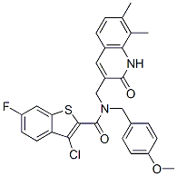 (9ci)-3-氯-n-[(1,2-二氫-7,8-二甲基-2-氧代-3-喹啉)甲基]-6-氟-n-[(4-甲氧基苯基)甲基]-苯并[b]噻吩-2-羧酰胺結(jié)構(gòu)式_579451-53-9結(jié)構(gòu)式
