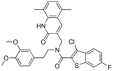 (9ci)-3-氯-n-[(1,2-二氫-5,8-二甲基-2-氧代-3-喹啉)甲基]-n-[2-(3,4-二甲氧基苯基)乙基]-6-氟-苯并[b]噻吩-2-羧酰胺結(jié)構(gòu)式_579455-41-7結(jié)構(gòu)式