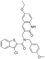 (9ci)-3-氯-n-[(6-乙氧基-1,2-二氫-2-氧代-3-喹啉)甲基]-n-[(4-甲氧基苯基)甲基]-苯并[b]噻吩-2-羧酰胺結構式_579459-04-4結構式