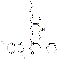 (9ci)-3-氯-n-[(6-乙氧基-1,2-二氫-2-氧代-3-喹啉)甲基]-6-氟-n-(2-苯基乙基)-苯并[b]噻吩-2-羧酰胺結(jié)構(gòu)式_579459-26-0結(jié)構(gòu)式