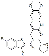 (9ci)-3-氯-n-[(1,2-二氫-6,7-二甲氧基-2-氧代-3-喹啉)甲基]-6-氟-n-[(四氫-2-呋喃)甲基]-苯并[b]噻吩-2-羧酰胺結(jié)構(gòu)式_579459-58-8結(jié)構(gòu)式