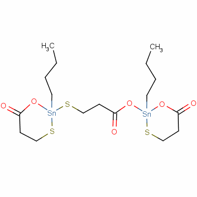 2-丁基-2-((3-((2-丁基二氫-6-氧代-4H-1,3,2-氧硫錫雜環(huán)己-2-基)氧基)-3-氧代丙基)硫代)二氫-6H-1,3,2-氧硫錫雜環(huán)己-6-酮結(jié)構(gòu)式_58098-20-7結(jié)構(gòu)式