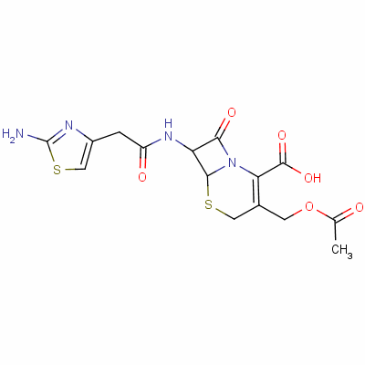 (6R-trans)-3-(acetoxymethyl)-7-[(2-aminothiazol-4-yl)acetamido]-8-oxo-5-thia-1-azabicyclo[4.2.0]oct-2-ene-2-carboxylic acid Structure,58233-18-4Structure