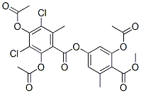 2,4-雙(乙?；趸?-3,5-二氯-6-甲基苯甲酸 3-(乙?；趸?-4-(甲氧基羰基)-5-甲基苯酯結(jié)構(gòu)式_5859-24-5結(jié)構(gòu)式