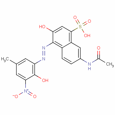 7-(Acetylamino)-3-hydroxy-4-[(2-hydroxy-5-methyl-3-nitrophenyl)azo]naphthalene-1-sulphonic acid Structure,58890-64-5Structure