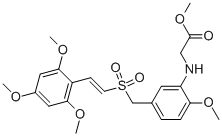 (E)-2-(2-甲氧基-5-((2′,4′,6′-三甲氧基苯乙烯磺?；?甲基)苯基氨基)乙酸甲酯結(jié)構(gòu)式_592542-61-5結(jié)構(gòu)式