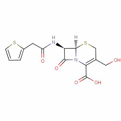 (6R-反式)-3-(羥基甲基)-8-氧代-7-(2-噻吩乙酰氨基)-5-硫雜-1-氮雜雙環(huán)[4.2.0]-2-辛烯-2-羧酸結(jié)構(gòu)式_5935-65-9結(jié)構(gòu)式