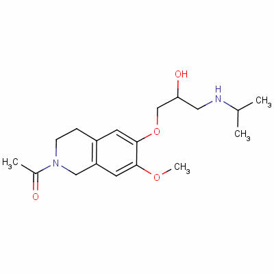 2-乙酰基-1,2,3,4-四氫-6-[2-羥基-3-[(1-甲基乙基)氨基]丙氧基]-7-甲氧基異喹啉結(jié)構(gòu)式_59839-39-3結(jié)構(gòu)式