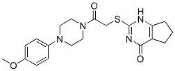 (9ci)-1-(4-甲氧基苯基)-4-[[(4,5,6,7-四氫-4-氧代-1H-環(huán)戊并嘧啶-2-基)硫代]乙?；鵠-哌嗪結(jié)構(gòu)式_604749-66-8結(jié)構(gòu)式