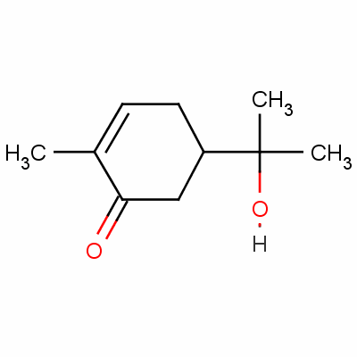 (S)-(+)-5-(1-羥基-1-甲基乙基)-2-甲基-2-環(huán)己烯-1-酮結(jié)構(gòu)式_60593-11-5結(jié)構(gòu)式