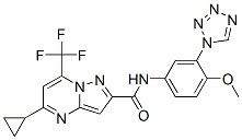 (9CI)-5-環(huán)丙基-N-[4-甲氧基-3-(1H-四唑-1-基)苯基]-7-(三氟甲基)-吡唑并[1,5-a]嘧啶-2-羧酰胺結(jié)構(gòu)式_606096-65-5結(jié)構(gòu)式