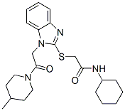 Acetamide, n-cyclohexyl-2-[[1-[2-(4-methyl-1-piperidinyl)-2-oxoethyl]-1h-benzimidazol-2-yl]thio]-(9ci) Structure,606110-04-7Structure