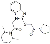 (9ci)-2,6-二甲基-1-[[2-[[2-氧代-2-(1-吡咯烷)乙基]硫代]-1H-苯并咪唑-1-基]乙?；鵠-哌啶結(jié)構(gòu)式_606110-33-2結(jié)構(gòu)式