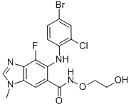 5-[(4-溴-2-氯苯基)氨基]-4-氟-N-(2- 羥基乙氧基)-1-甲基-1H-苯并咪唑-6-羧胺結(jié)構(gòu)式_606143-52-6結(jié)構(gòu)式