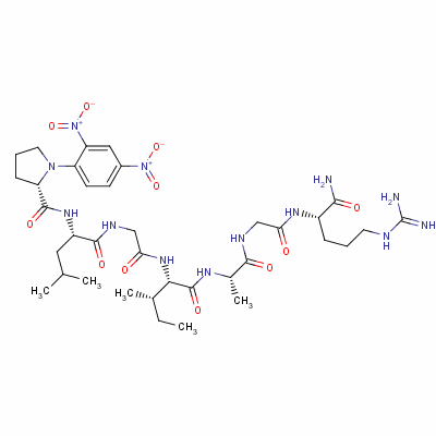 1-(2,4-二硝基苯基)-L-脯氨酰-L-亮氨酰甘氨酰-L-異亮氨酰-L-丙氨酰甘氨酰-L-精氨酰胺結構式_60643-92-7結構式