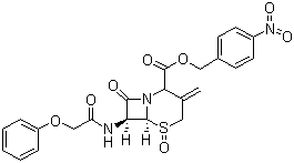 [2R-(2alpha,5beta,6alpha,7beta)]-3-亞甲基-8-氧代-7-(苯氧基乙酰氨基)-5-硫雜-1-氮雜雙環(huán)[4.2.0]辛烷-2-甲酸 4-硝基芐酯 5-氧化物結(jié)構(gòu)式_60771-27-9結(jié)構(gòu)式