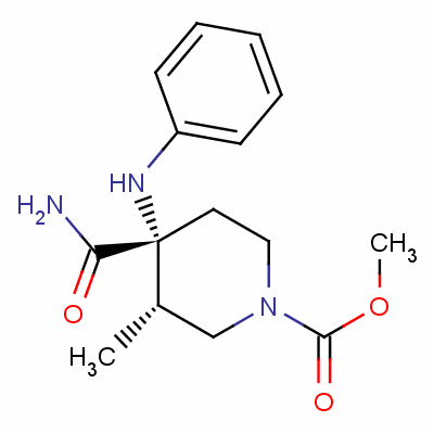 Methyl cis-4-anilino-4-carbamoyl-3-methylpiperidine-1-carboxylate Structure,61085-44-7Structure