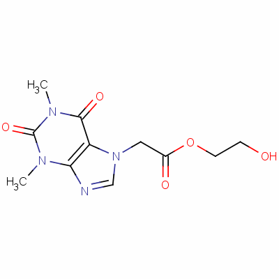 2-羥基乙基 1,2,3,6-四氫-1,3-二甲基-2,6-二氧代-7H-嘌呤-7-乙酸酯結(jié)構(gòu)式_61379-38-2結(jié)構(gòu)式