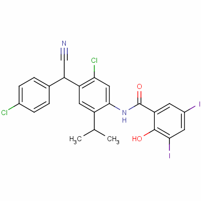 N-[5-chloro-4-[(4-chlorophenyl)cyanomethyl ]-2-(isopropyl)phenyl ]-2-hydroxy-3,5-diiodobenzamide Structure,61438-63-9Structure