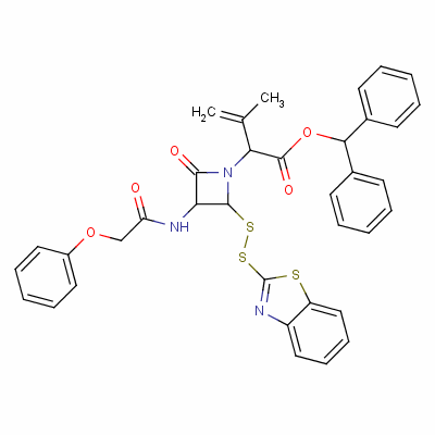 2-(苯并噻唑-2-基二硫代)-alpha-(異丙烯基)-4-氧代-3-[(苯氧基乙?；?氨基]氮雜丁烷-1-乙酸二苯甲酯結(jié)構(gòu)式_61585-90-8結(jié)構(gòu)式