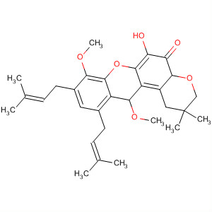 11-羥基-5,9-二甲氧基-3,3-二甲基-6,8-雙(3-甲基-2-丁烯)吡喃并[3,2-a]氧雜蒽-12(3H)-酮結(jié)構(gòu)式_62501-54-6結(jié)構(gòu)式