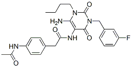  4-(乙?；被?-n-[6-氨基-1-丁基-3-[(3-氟苯基)甲基]-1,2,3,4-四氫-2,4-二氧代-5-嘧啶]-苯乙酰胺結構式_628279-20-9結構式