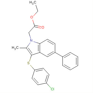 2-(3-(4-氯苯基硫代)-2-甲基-5-苯基-1H-吲哚-1-基)乙酸乙酯結(jié)構(gòu)式_628736-62-9結(jié)構(gòu)式