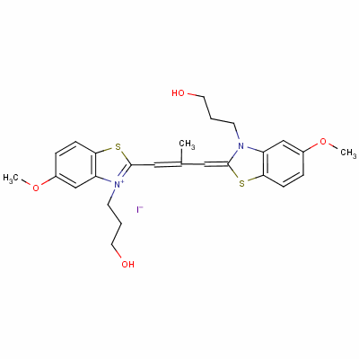 3-(3-羥基丙基)-2-[3-[3-(3-羥基丙基)-5-甲氧基-3H-苯并噻唑-2-亞基]-2-甲基丙-1-烯基]-5-甲氧基苯并噻唑鎓碘化物結(jié)構(gòu)式_63123-36-4結(jié)構(gòu)式