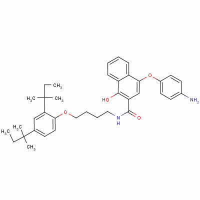 4-(4-氨基苯氧基)-N-[4-[2,4-雙(1,1-二甲基丙基)苯氧基]丁基]-1-羥基萘-2-羧酰胺結(jié)構(gòu)式_63149-27-9結(jié)構(gòu)式