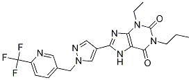 3-乙基-3,7-二氫-1-丙基-8-[1-[[6-(三氟甲基)-3-吡啶]甲基]-1H-吡唑-4-基]-1H-嘌呤-2,6-二酮結(jié)構(gòu)式_631914-03-9結(jié)構(gòu)式