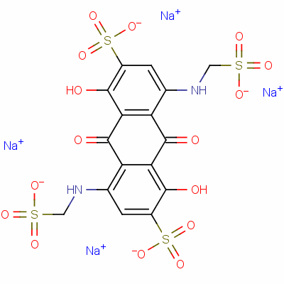 9,10-二氫-1,5-二羥基-9,10-二氧代-4,8-二[(磺酸基甲基)氨基]蒽-2,6-二磺酸四鈉結(jié)構(gòu)式_6370-93-0結(jié)構(gòu)式