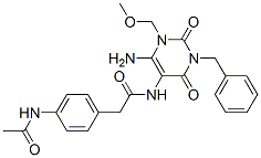  4-(乙?；被?-n-[6-氨基-1,2,3,4-四氫-1-(甲氧基甲基)-2,4-二氧代-3-(苯基甲基)-5-嘧啶]-苯乙酰胺結(jié)構(gòu)式_637334-93-1結(jié)構(gòu)式