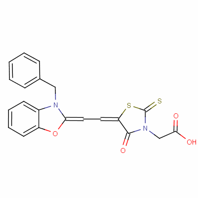 5-[(3-Benzylbenzoxazol-2(3h)-ylidene)ethylidene]-4-oxo-2-thioxothiazolidin-3-acetic acid Structure,63815-90-7Structure