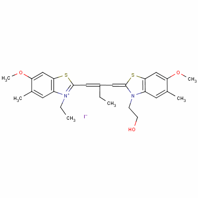 3-乙基-2-[2-[[3-(2-羥基乙基)-6-甲氧基-5-甲基-3H-苯并噻唑-2-亞基]甲基]丁-1-烯基]-6-甲氧基-5-甲基苯并噻唑鎓碘化物結(jié)構(gòu)式_63815-94-1結(jié)構(gòu)式