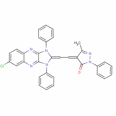 4-[(6-氯-1,3-二氫-1,3-二苯基-2H-咪唑并[4,5-b]喹噁啉-2-基)亞乙基]-2,4-二氫-5-甲基-2-苯基-3H-吡唑-3-酮結(jié)構(gòu)式_63834-90-2結(jié)構(gòu)式