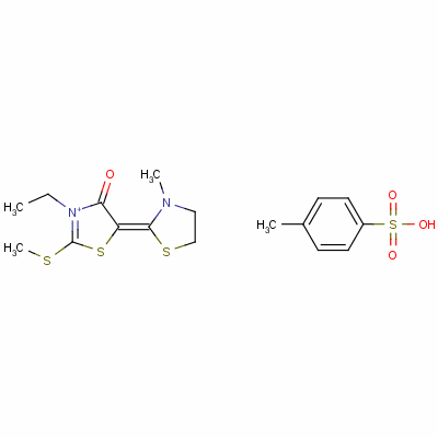 3-乙基-4,5-二氫-5-(3-甲基噻唑烷-2-亞基)-2-(甲硫基)-4-氧代噻唑鎓對甲苯磺酸鹽結(jié)構(gòu)式_63870-47-3結(jié)構(gòu)式