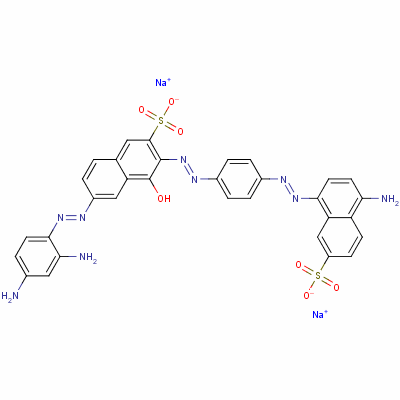 二鈉3-({4-[(4-氨基-7-磺酸-1-萘基)偶氮]苯基}偶氮)-6-[(2,4-二氨基苯基)偶氮]-4-羥基-2-萘磺酸酯結(jié)構(gòu)式_6409-25-2結(jié)構(gòu)式