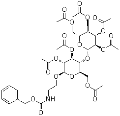 [2-[[2,3,6-三-O-乙?；?4-O-(2,3,4,6-四-O-乙酰基-BETA-D-吡喃葡萄糖基)-BETA-D-吡喃葡萄糖基]氧基]乙基]氨基甲酸芐酯結(jié)構(gòu)式_64448-40-4結(jié)構(gòu)式