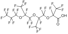 2,3,3,3-Tetrafluoro-2-(1,1,2,3,3,3-hexafluoro-2-(1,1,2,3,3,3-hexafluoro-2-(trifluoromethoxy)propoxy)propoxy)propanoic acid Structure,65294-16-8Structure