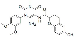  n-[6-氨基-1-(3,4-二甲氧基苯基)-1,2,3,4-四氫-3-甲基-2,4-二氧代-5-嘧啶]-3,4-二氫-6-羥基-2H-1-苯并吡喃-2-羧酰胺結(jié)構(gòu)式_658061-94-0結(jié)構(gòu)式