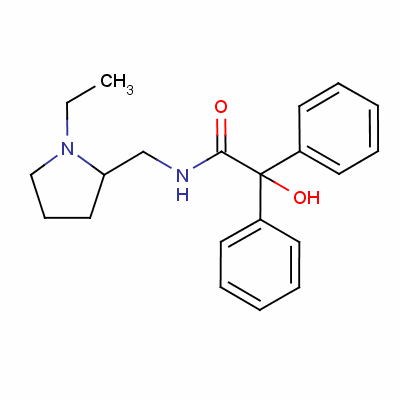 N-(1-ethyl-pyrrolidin-2-ylmethyl)-2-hydroxy-2,2-diphenyl-acetamide Structure,66304-03-8Structure