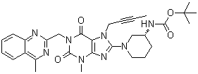 ((3S)-1-(7-(丁2-yn-1-基)-3-甲基-1-((4-甲基喹唑啉-2-基)甲基)-2,6-二氧代-2,3,4,5,6,7-六氫-1H-嘌呤-8-基)哌啶-3-基)氨基甲酸叔丁酯結構式_668273-75-4結構式