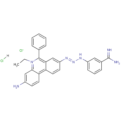 8-[3-(3-脒基苯基)-2-三嗪基]-3-氨基-5-乙基-6-苯基菲啶鎓氯化物鹽酸鹽結構式_6798-24-9結構式