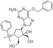 [(1S,2S,3S,5S)-5-[2-氨基-6-(芐氧基)-9H-嘌呤-6-基]-3-(二甲基苯基硅烷基)-1-羥基環(huán)戊烷]-1,2-二甲醇結(jié)構式_701278-05-9結(jié)構式